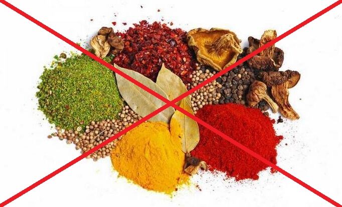 En caso de osteocondrose cervical, é necesario evitar o uso de condimentos picantes.